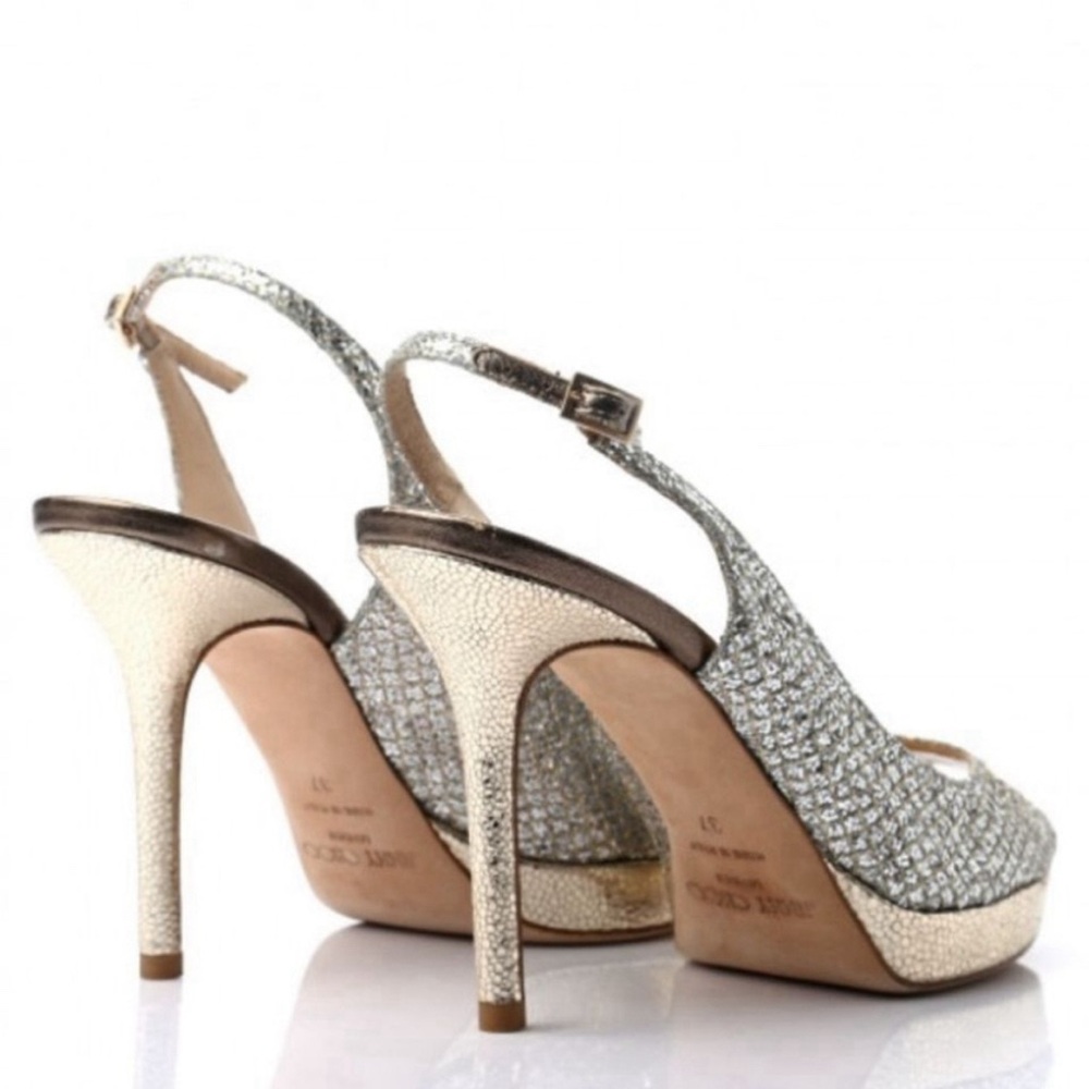Jimmy Choo Nova Sparkly Glitter Open Toe Platform… - image 2